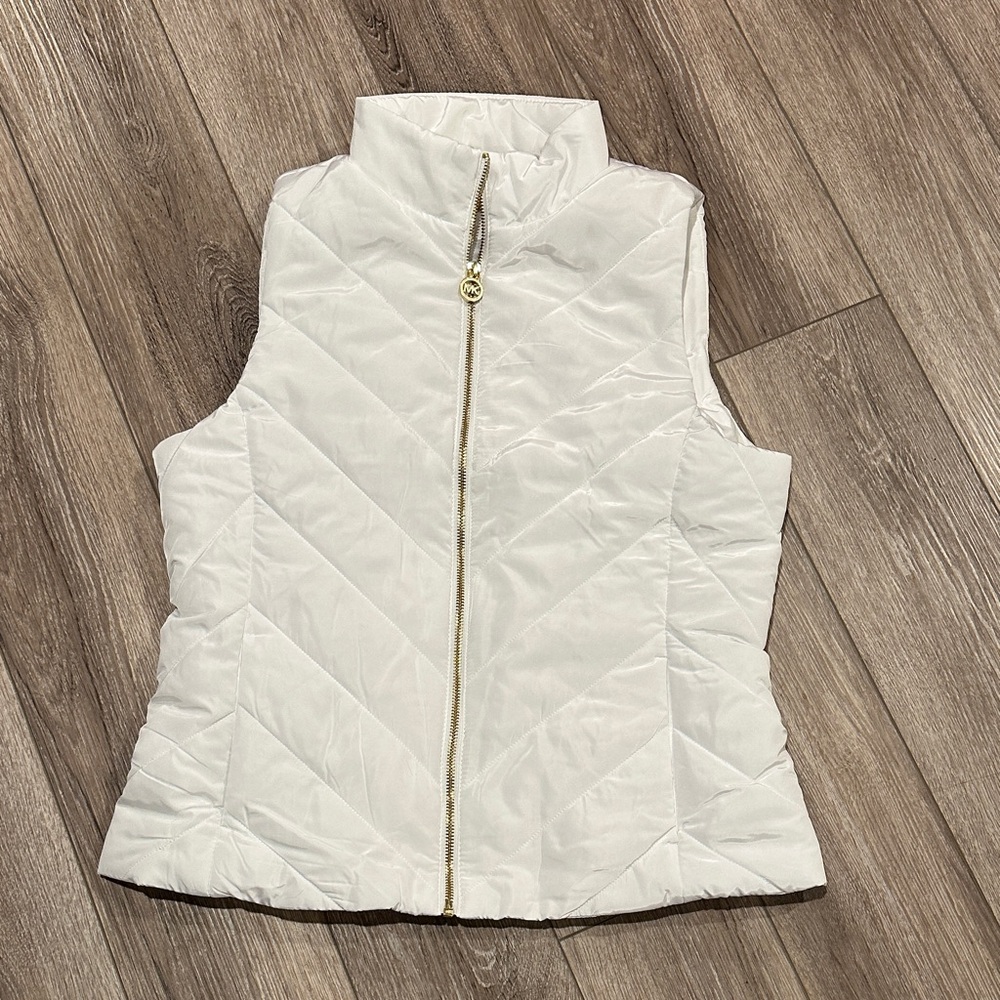 Michael Kors Ivory Quilted Vest